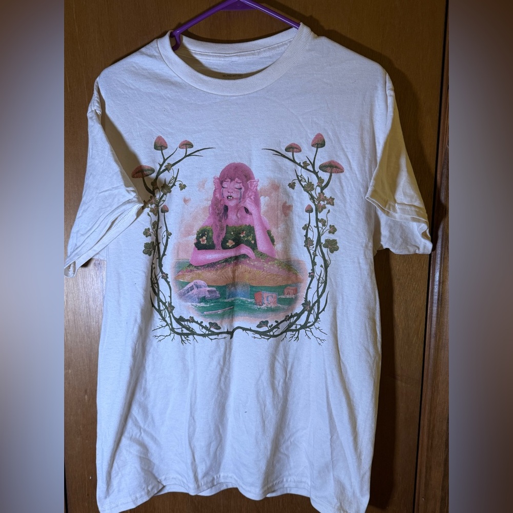 Melanie Martinez Tour Shirt White Graphic Tee with Pink and Green Design